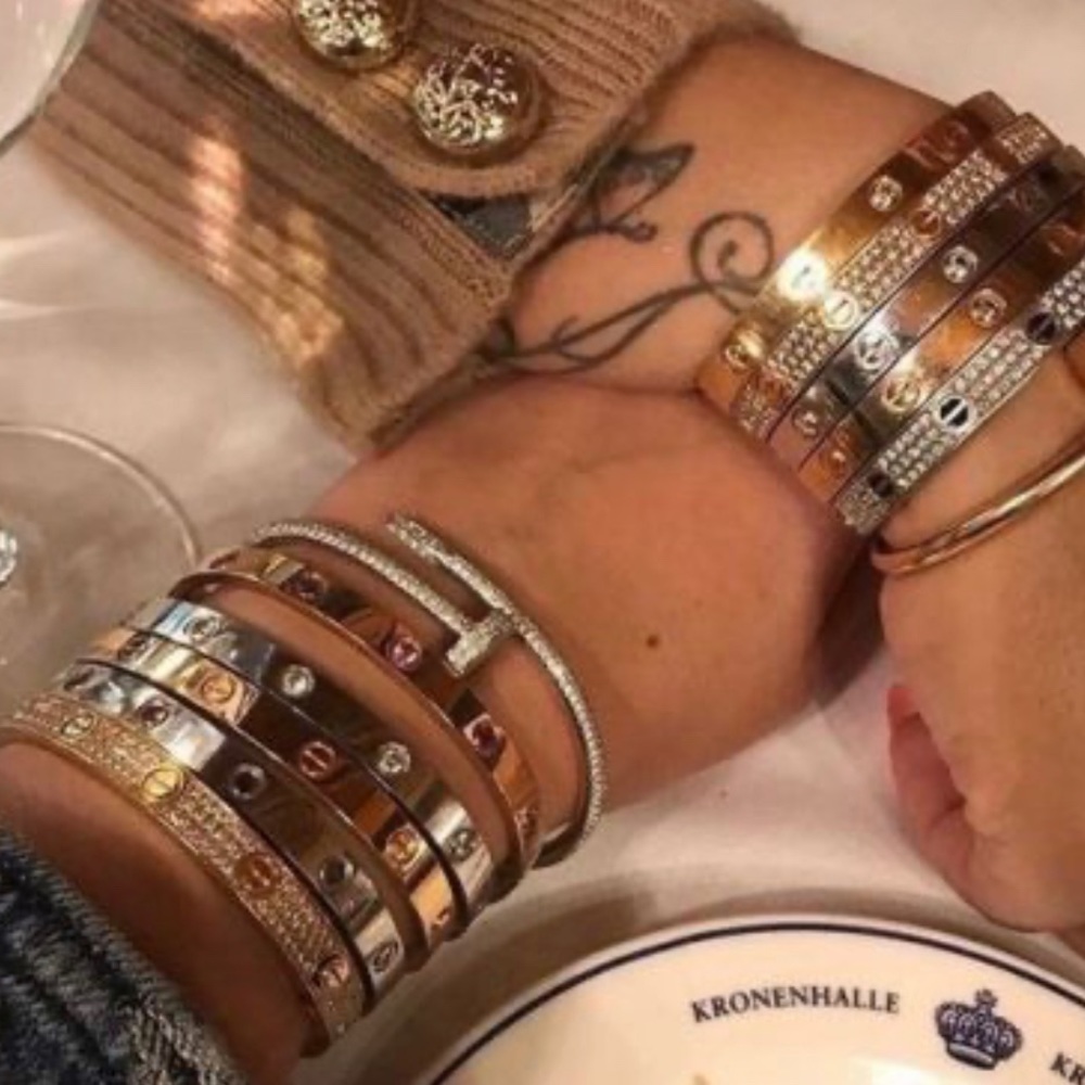 14K Gold Plated Stainless Steel Bangle Stackable Bracelets